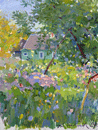 Этюд с цветами и деревьями. Картон, масло 20, 2 х 27 см. 2023