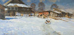 Тающий снег в Шереховичах. Холст, масло 52,3 х 105,5 см. 2013