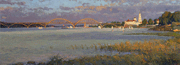 Рыбинск. Вид на мост и собор. Холст, масло 35,7 х 96,8 см. 2017