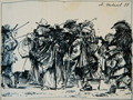 Беженцы. Бумага, чернила 14  х 19 см. 1988