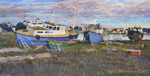 Соловецкие берега. Бумага, акварель, белила 20,5 х 39,5 см. 2017