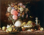 Натюрморт с цветами и фруктами. Холст, масло 54 х 70 см. 1999